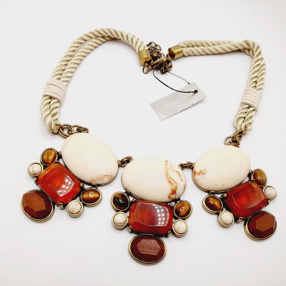 Chico’s Chunky Mixed Gemstone Lucite Statement Necklace NWT 27 Inch - Picture 2 of 9
